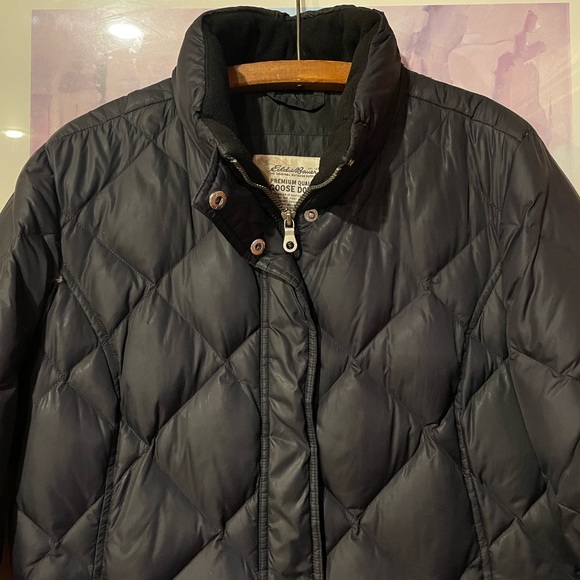Eddie Bauer Premium 700 Fill Goose Down Black Puffer Jacket, Size L - Picture 6 of 8